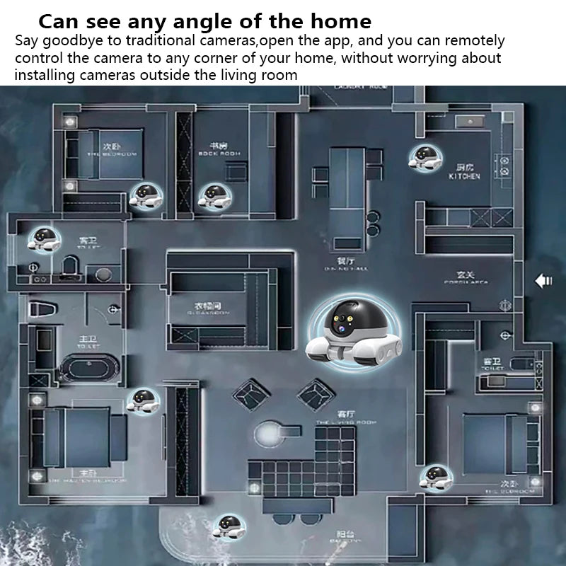 1080P Pet Tracking WIFI Camera Home Security Protection Surveillance Camera Mobile APP Remote Control Baby Pet Monitor Robot Cam