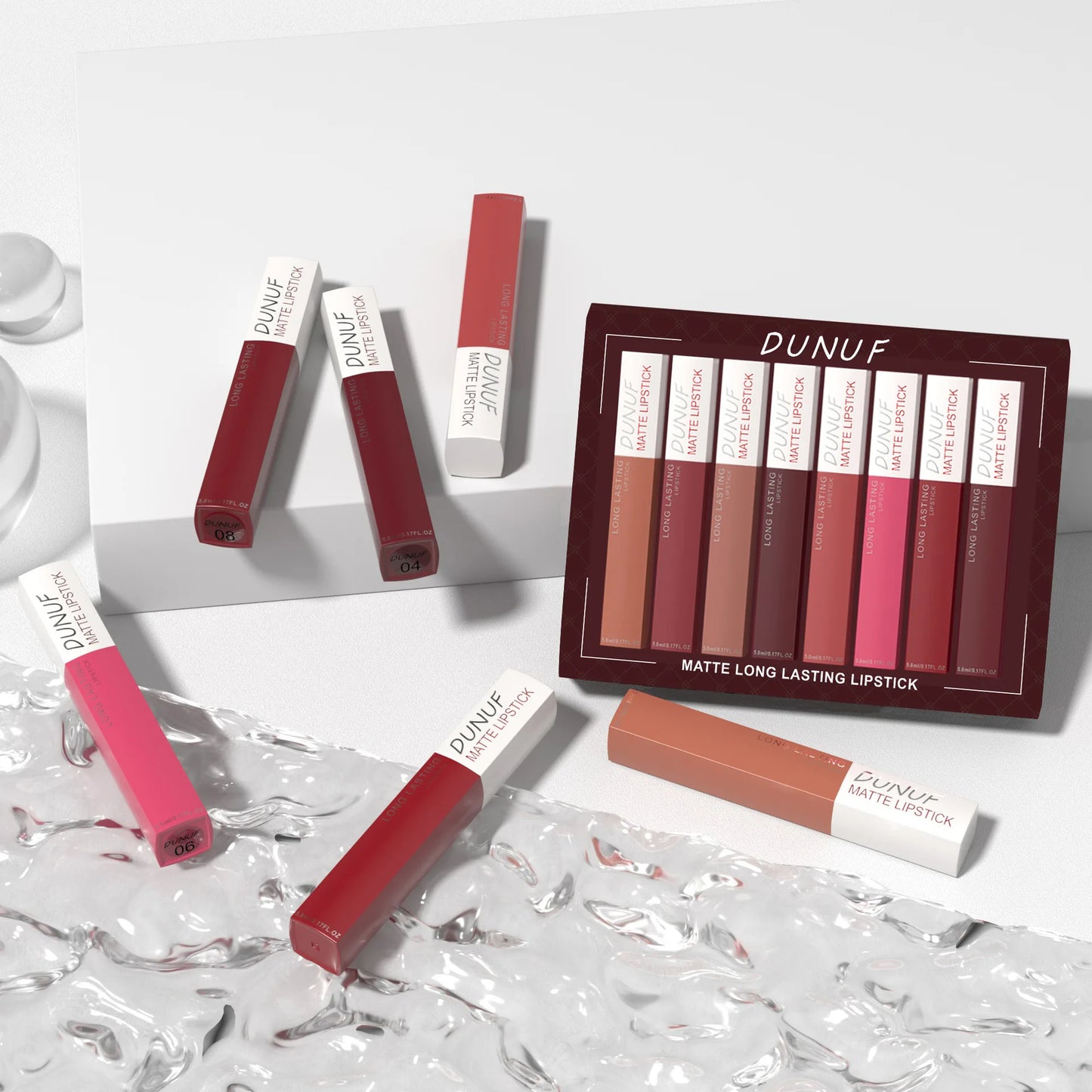 8PCS Long Lasting Matte Lipstick Set Waterproof Non Sticky Lip Glaze Never Fade Non Transfer Lipgloss