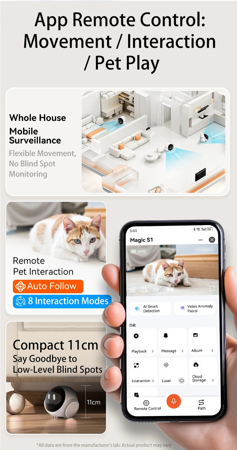 AIOOK Automatic Charging Robot Camera HD 2K 5G WIFI IP Camera Pet Mobile Tracking Night Vision CCTV Remote View TUYA APP Camera