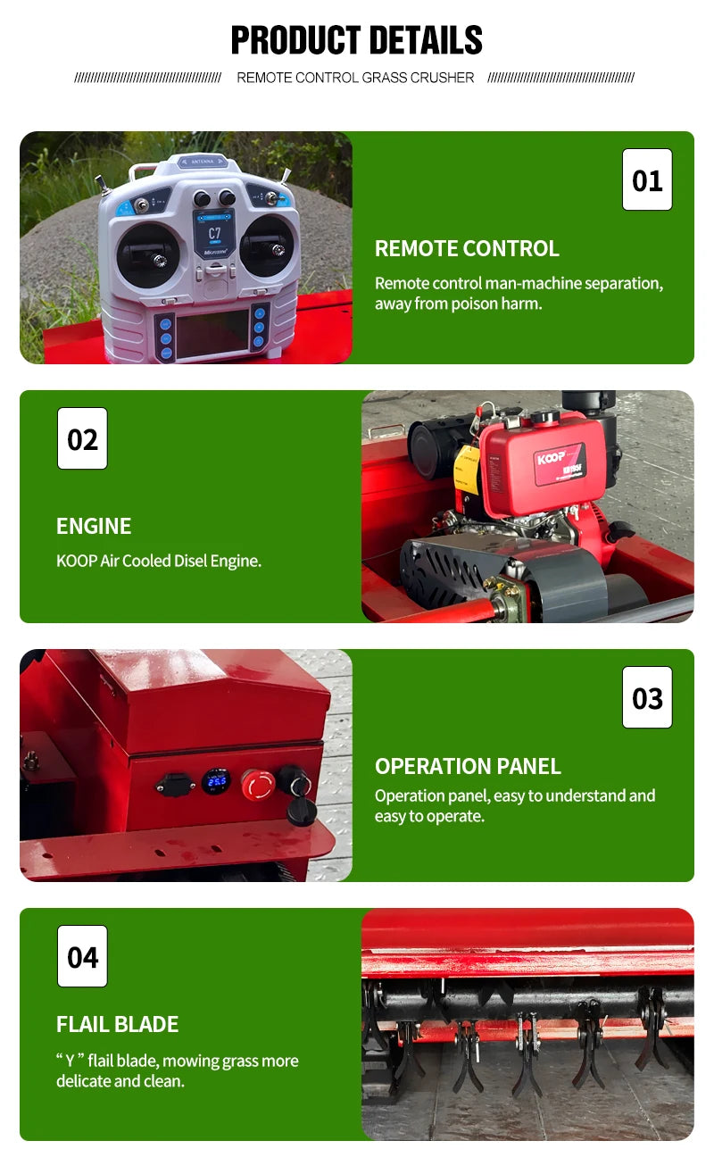 Customized Hot Sale Crawler Robot  Self-propelled Garden Remote Control Flail  Mower