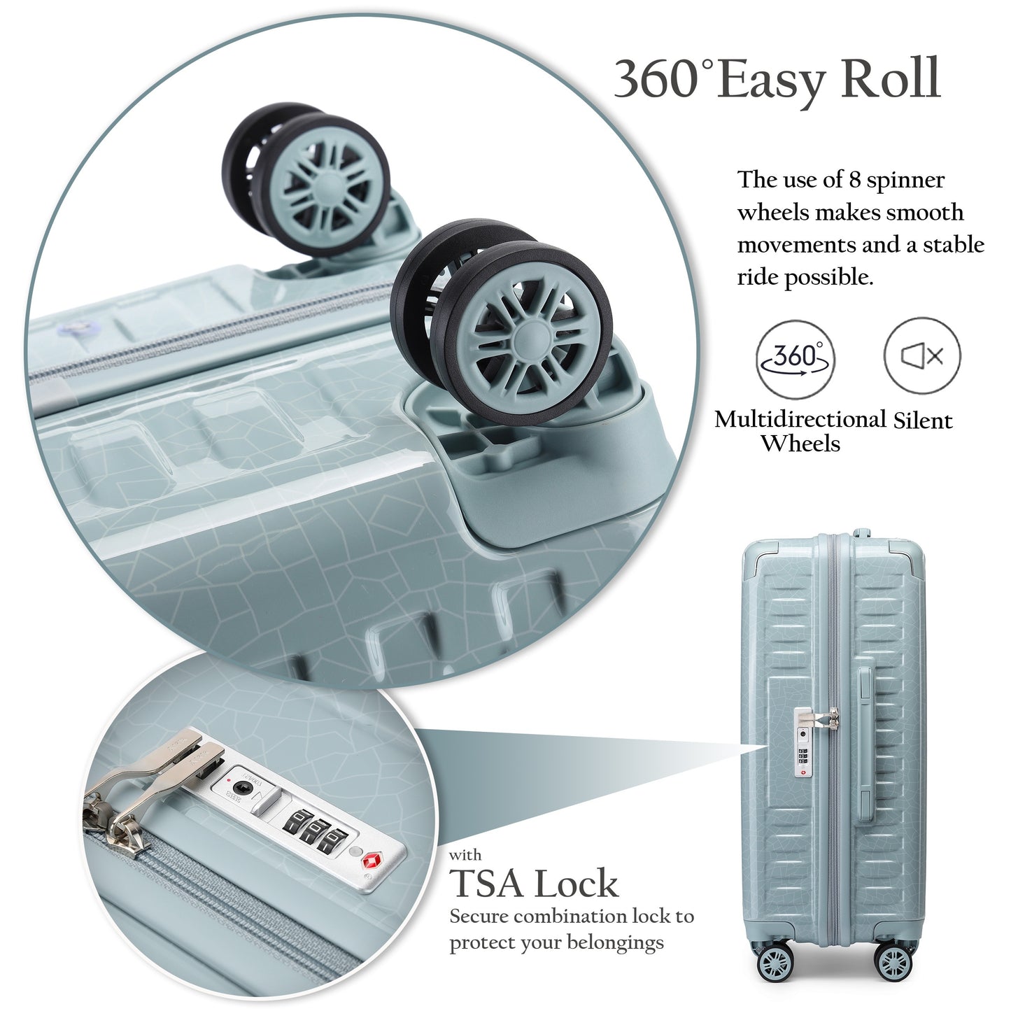 4-Piece Designer Luggage Set - Lightweight Durable Hardside Spinners, Secure TSA Lock and Smooth YKK Zippers for Travel