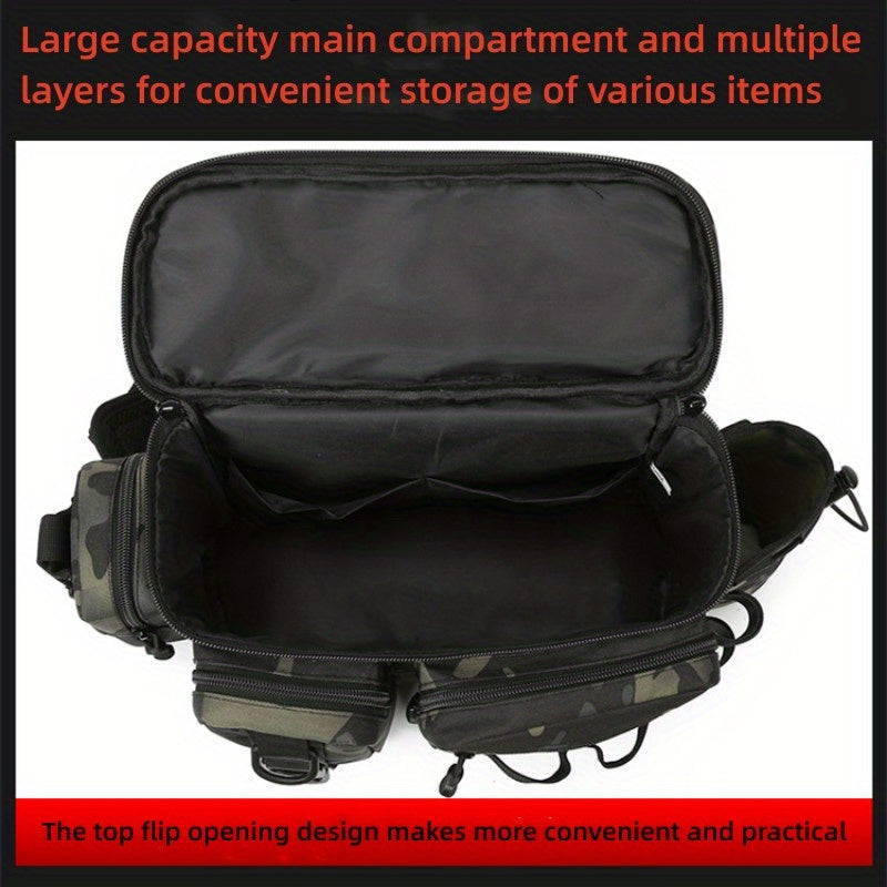 1pc Premium Fishing Tackle Sling Backpack - Water-Resistant Fishing Shoulder Bag with Rod Holder, Multiple Compartments, and Padded Straps - Perfect Gift for Anglers and Outdoor Enthusiasts