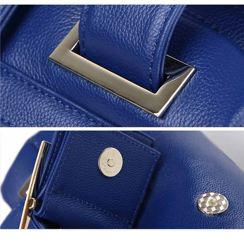 [Luxury Leather Tote Bag] Luxury Designer Real Leather Tote Bag for Women | High Quality Purses, Shoulder Bags in Black, Beige, Blue, Red with Compartments, Zipper, Hardware Magnetic Buckle - Business Casual, Daily Commuting,