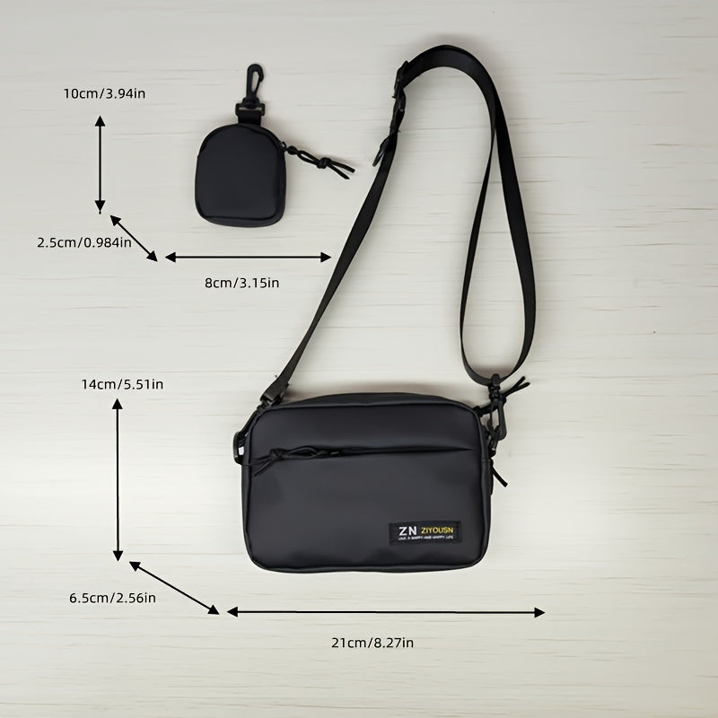 1pc Mens Commuter Shoulder Bag - Waterproof Nylon Backpack with Adjustable Strap, Portable and Stylish for Daily Commute - Hand Washable and Easy to Clean, Black Color