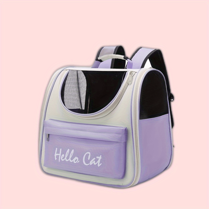 Hello Cat Foldable Pet Carrier Backpack - Large Capacity Collapsible Carrier with Multiple Compartments, Durable Mesh & Zipper Closure for Cats & Small Dogs, Travel, Vet Visits, Shopping, Cat Backpack Carrier, Mesh Visibility