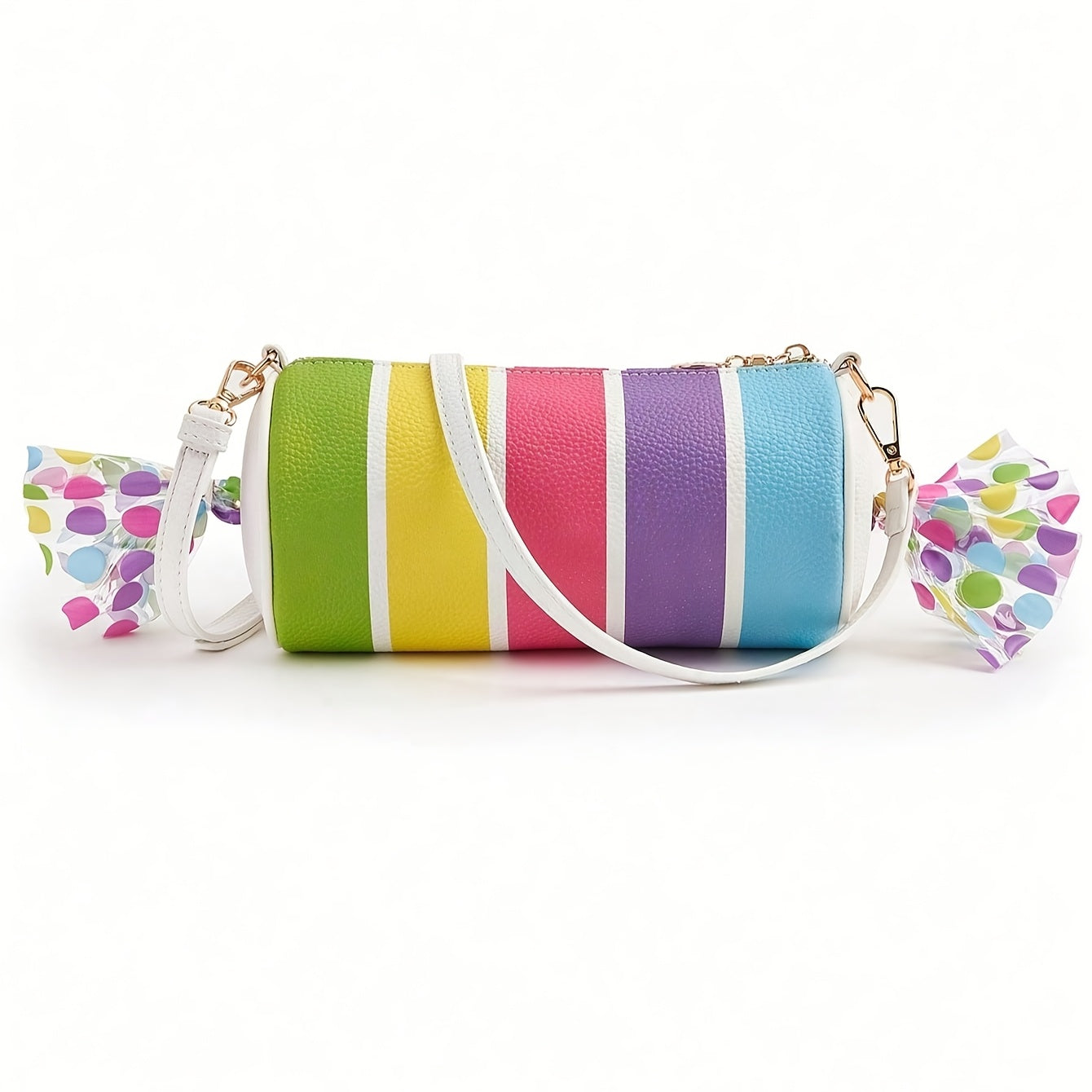 Women'S Cute Candy Bag with Adjustable Strap - Synthetic Faux Leather Purse, Zipper Closure, for Everyday, Parties, Gifts - Sweet Polka Dot Ladies Shoulder Bag, Candy Bar Supplies, Party Accessory, Playful Design, Durable Mat