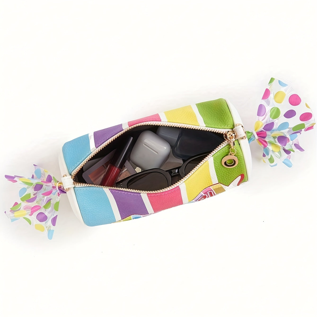 Women'S Cute Candy Bag with Adjustable Strap - Synthetic Faux Leather Purse, Zipper Closure, for Everyday, Parties, Gifts - Sweet Polka Dot Ladies Shoulder Bag, Candy Bar Supplies, Party Accessory, Playful Design, Durable Mat