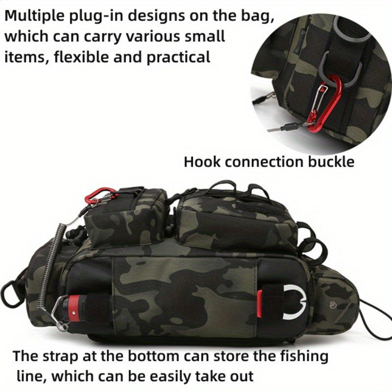 1pc Premium Fishing Tackle Sling Backpack - Water-Resistant Fishing Shoulder Bag with Rod Holder, Multiple Compartments, and Padded Straps - Perfect Gift for Anglers and Outdoor Enthusiasts
