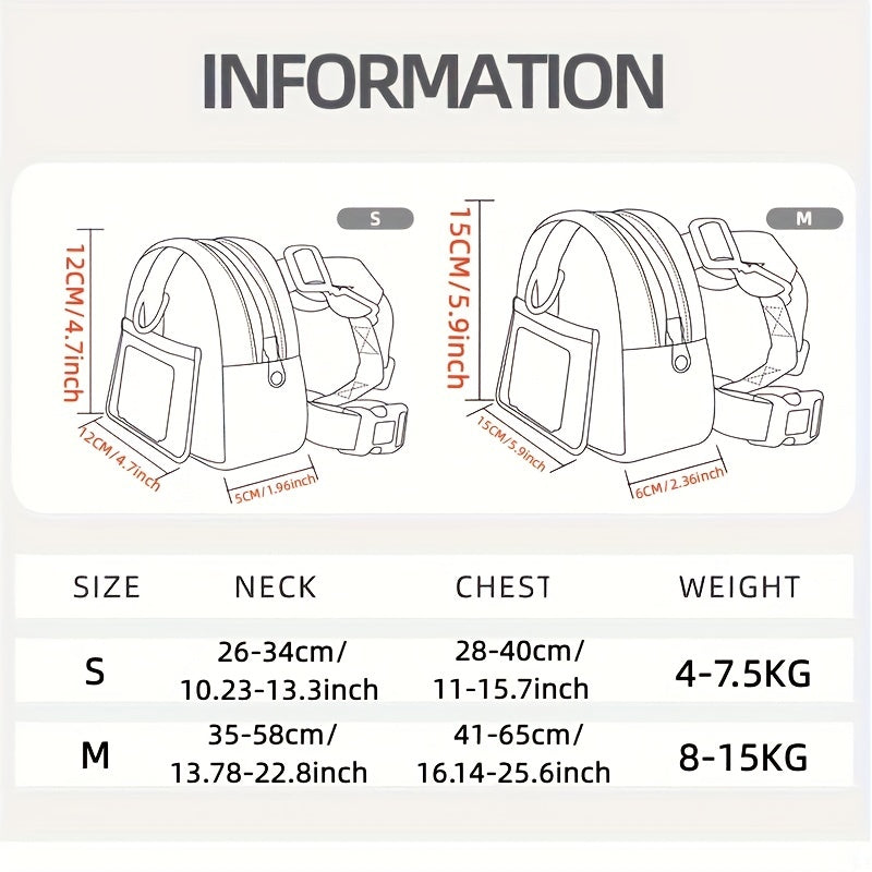 Colorful Nylon Pet Harness with Leash & Backpack - Cartoon School Bag Design for Dogs, Machine Washable, Ideal for Outdoor Adventures