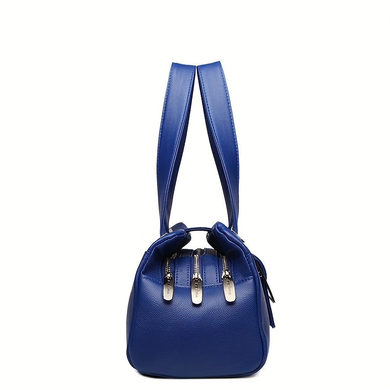 [Luxury Leather Tote Bag] Luxury Designer Real Leather Tote Bag for Women | High Quality Purses, Shoulder Bags in Black, Beige, Blue, Red with Compartments, Zipper, Hardware Magnetic Buckle - Business Casual, Daily Commuting,