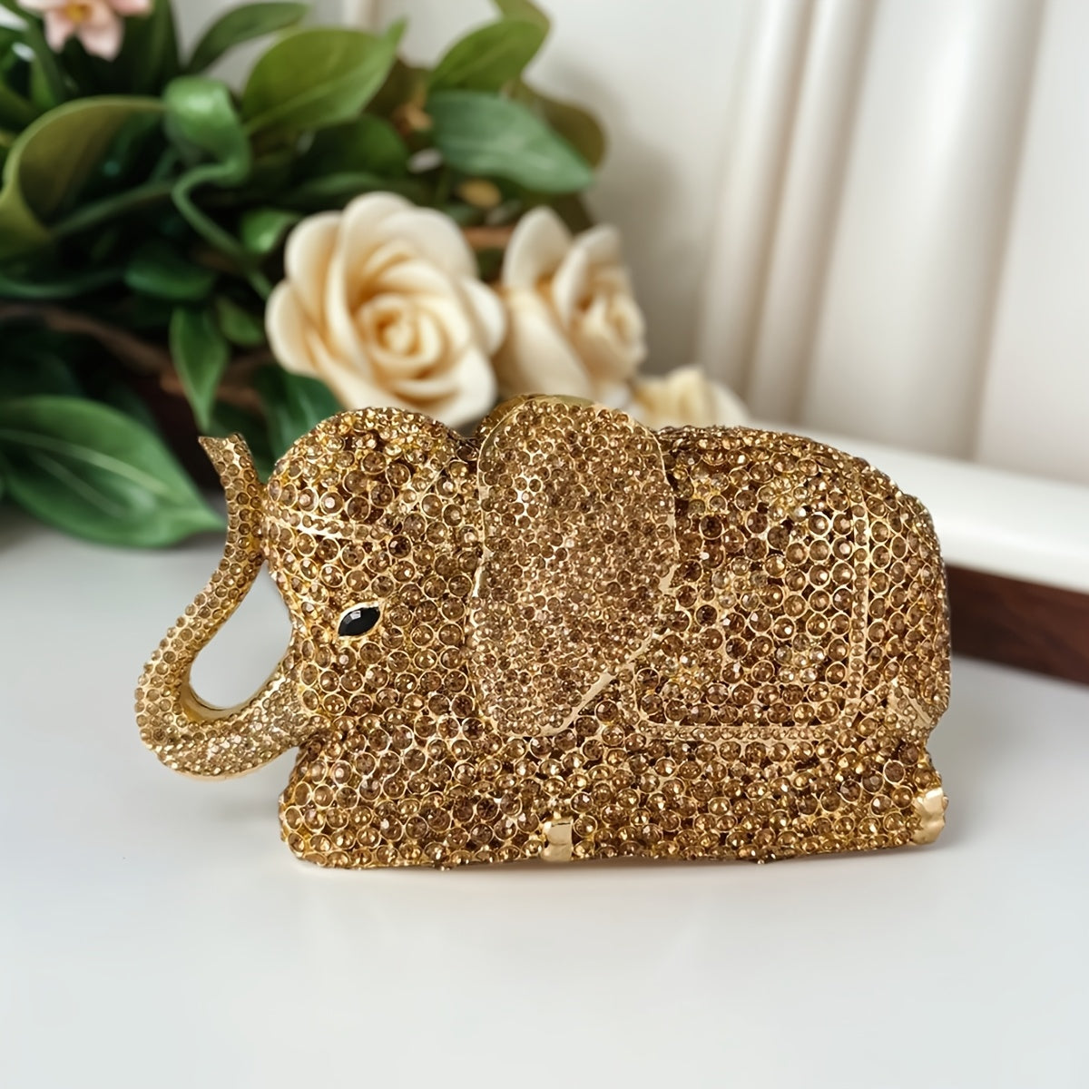 Women Luxury Elephant Clutch Bag Rhinestone Diamond Evening Bag Animal Purse Handbag For Cocktail Party Banquet