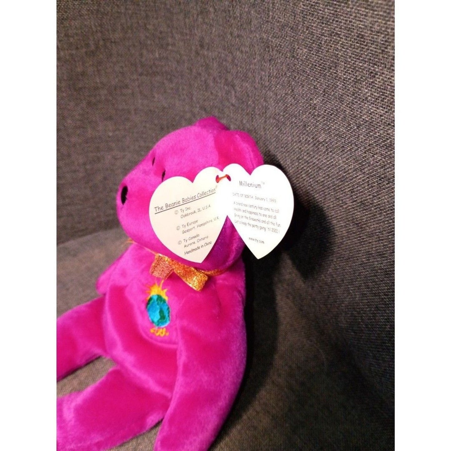 Ty Beanie Babies Millennium Bear Plush Toy - Rare with Errors and Tag