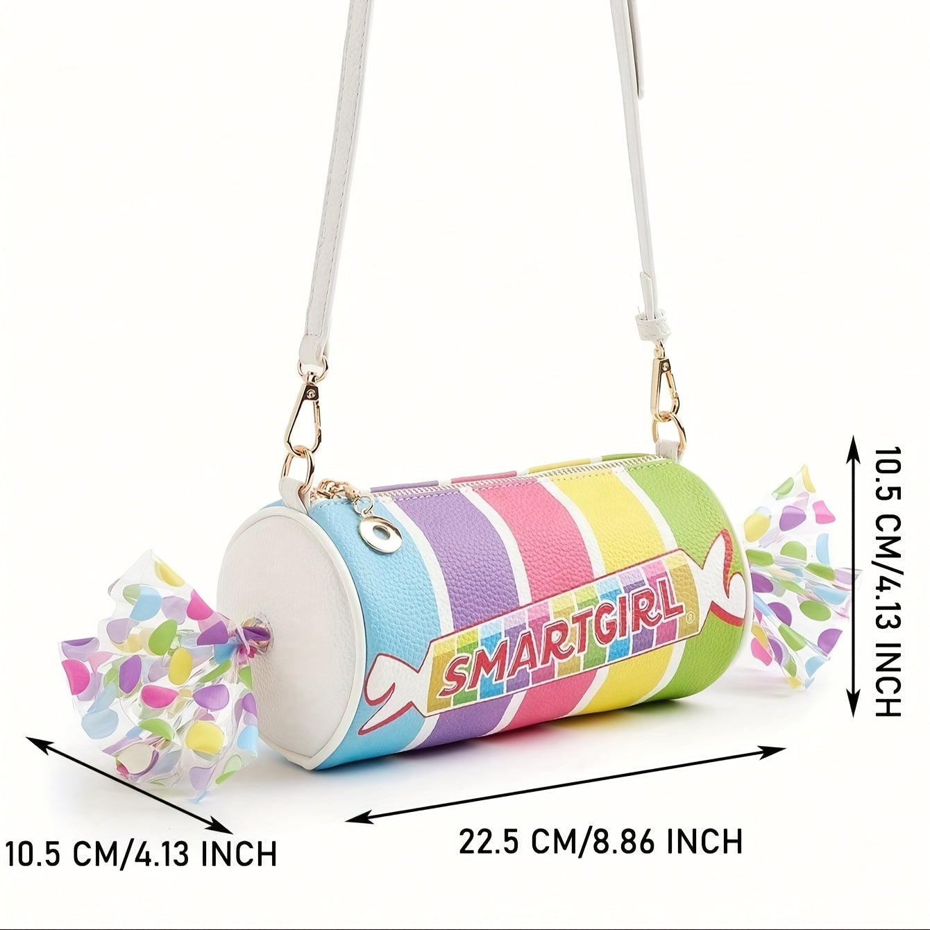 Women'S Cute Candy Bag with Adjustable Strap - Synthetic Faux Leather Purse, Zipper Closure, for Everyday, Parties, Gifts - Sweet Polka Dot Ladies Shoulder Bag, Candy Bar Supplies, Party Accessory, Playful Design, Durable Mat